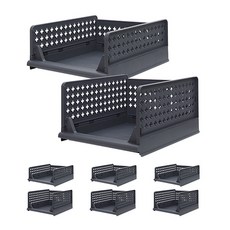 OLIVING 可滑動折疊收納盒 M號 4入+L號 4入, 灰色, 1組