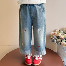 Starbean 蘋果比熊犬丹寧鬆緊長褲