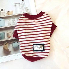 寵物時尚達人條紋圓領針織衫, 紅色