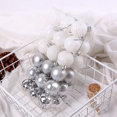 MORIANN 聖誕樹球形擺飾 36入, 銀白色