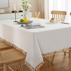 마켓에이 모던 원컬러 레이스 포인트 테이블커버 TYPE1, 화이트, 140  x 250 cm