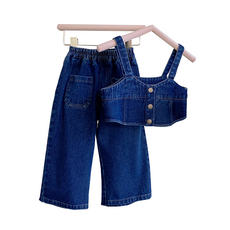 Miso Papa 女童時尚丹寧馬甲套裝