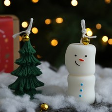 RAEA 雪融雪人 65g + 聖誕樹 40g 蠟燭套組, 1套, 舒適藍閃耀(雪人), 森林微風(聖誕樹)