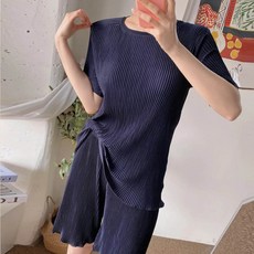 보리맘 골지 쿨링 플리츠 임부복 티셔츠 + 반바지 세트 Gm910