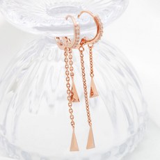 Lawool stone 女款 14K金針 鍊條垂墜 易扣式 金 Elijah 耳環 JK189 + 收納盒