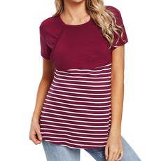 條紋短袖哺乳上衣