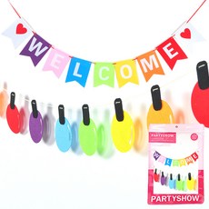 PARTYSHOW 派對裝飾掛旗 Welcome毛氈 + 燈泡造型粉彩組合, 1套, 混合