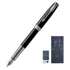 PARKER 派克 Sonnet 卓爾亮漆CT鋼筆 + 卡式墨水管禮盒組, F, 黑色(鋼筆)