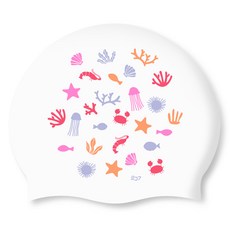 SD7 海底世界矽膠泳帽, 粉紅色, 1個