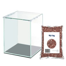 grovita Oldiaman 玻璃魚缸 15 高方+地板 1kg 套組, 混色（水箱）、紅沙（地坪）