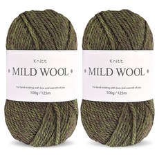 Knitt Mild Wool羊毛混紡編織線 100g, 2個, 60 Melan Olive Brown