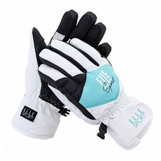 ELLE 冬季防寒滑雪滑雪板手套 雙手穿戴 EJ2305, 白色 + 薄荷綠, 1個