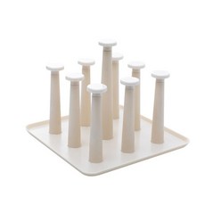 方形9格杯子收納瀝水架, 象牙, 1個
