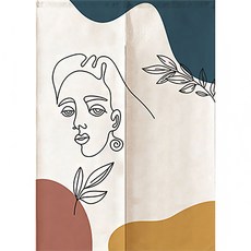 루비코코 라인 추상화 기하학 작은창문형 암막 짧은 원룸 가리개커튼