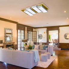 원하 LED 모네 7등 거실등 130W, 골드