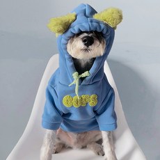 PASTEL PET 寵物 Oops 小狗連帽T恤, 藍色