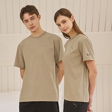 PUMA BODYWEAR 男女通用 Air Dry 基本款居家服短袖T恤, 米色
