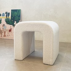 헤이몰리 포슬 인테리어 부클레 화장대 스툴, 화이트, 1개