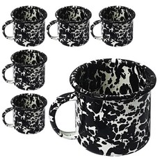 HAKOYA Enamel Splash 琺瑯大理石紋馬克杯 350ml, 6個, 黑色