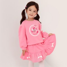 프리미에팜 아동용 캐치! 티니핑 하츄핑 리본 퍼프 기모 맨투맨 + 스커트 셋업