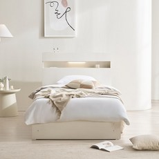 삼익가구 NEW 루시드 LED 4단 서랍 수납 침대 프레임 +라텍스 7존 독립스프링 매트리스 세트 방문설치, 화이트(프레암), 라이트그레이(매트리스)