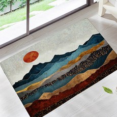 月亮與山丘印象素描地墊 地毯, 03