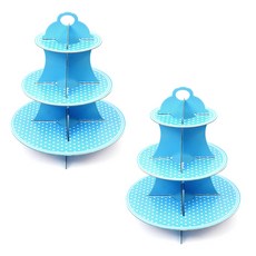 PARTYHAE 3層紙杯蛋糕架藍色, 2件, 1個