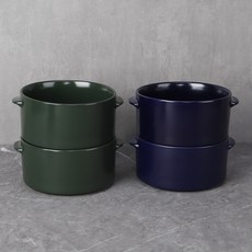 Bloom at home 素色雙耳陶瓷碗, 海軍，海軍，綠色，綠色, 4個