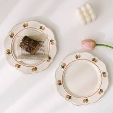 Iwooa 普羅旺斯的午後 復古桃子餐盤 19cm, 混合色, 餐盤 2入, 2個