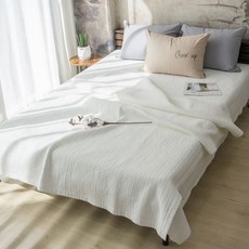 條紋絎縫純棉保潔墊, 象牙