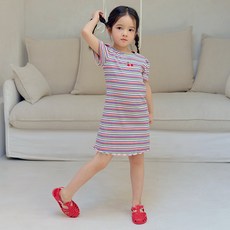 베베쥬 체리 스트라이프 원피스