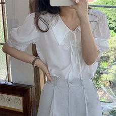 Ondiz 女款純色蝴蝶結V領寬鬆上衣