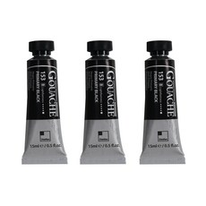 신한화구 전문가 과슈 물감 튜브 B Series 153 프라이머리 블랙 3개입, 15ml, 1색