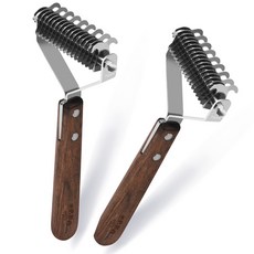 냥글댕글 반려동물 스테인리스 듀얼 월넛 브러쉬, 혼합색상, 2개