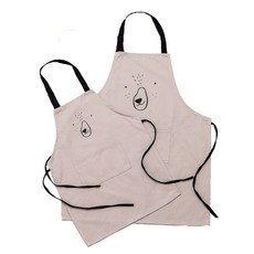 Dr리빙스토어 큐티 베어 코튼 앞치마 S + M 세트, 그레이, 1세트