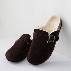 GODSHOE 軟木緞面毛絨拖鞋, 巧克力棕色, 255