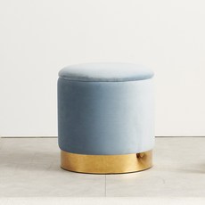 GAGU DECO 金色天鵝絨圓形梳妝台儲物凳 CBA003, 天藍色