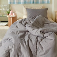 HANS DECO Biang 30支棉薄被+枕套 2入組, 灰色