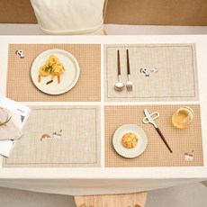 Modern House L 胖胖貓 PVC 餐墊 4件組, 1套, 43.5 x 28.5 cm, 混色