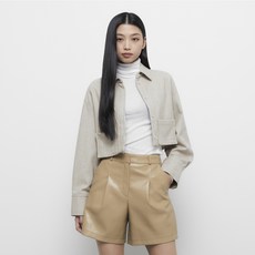 미쏘 여성용 헤링본 크롭 셔츠