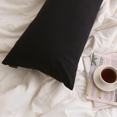 포홈 핸드메이드 모카린넨 사각 솜 미포함 바디필로우 커버, 잉크블랙