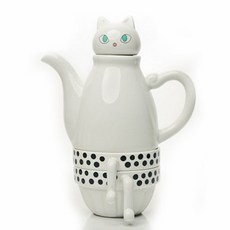 디지콘 신지카토 고양이 티포투 세트 16cm, 화이트, 1세트