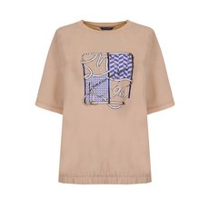 올리비아하슬러 여성용 프린팅 밑단 스트로우 티셔츠 OHDM-TS121