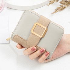 奶油色釦式短夾