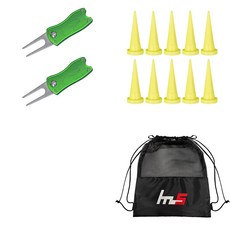 NAYASTYLE 高爾夫果嶺叉修補器 2入 + HDPE 高爾夫短球梯 10入 + 收納袋組 GFYP-41-3+163-1PU, 混合顏色