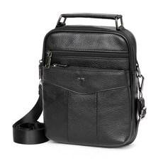 BLUEMOUNT 男士皮革休閒斜揹包 CPZ701, 黑色