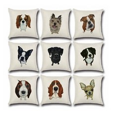 狗狗圖案靠枕 10款組, 隨機顏色