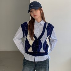 VAN AKE 菱格紋針織背心