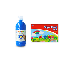 PRiMO 手指畫筆藍色 750ml + 紙奈良墊 40p 套組, 1色