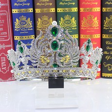 셀프웨딩 대형 라운드 크라운 헤어 액세서리 cvu422, 그린골드, 1개